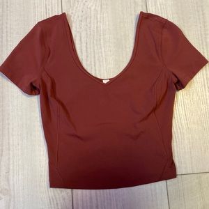 Lululemon Align Cropped Short Sleeve Tee T-Shirt Smoky Red Size 4 Nulu